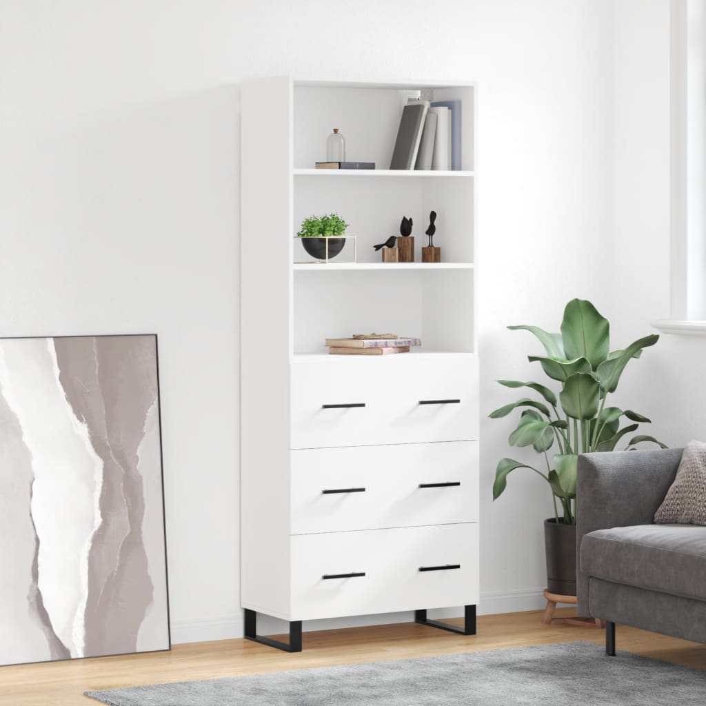 Högskåp Högglans Vit 69,5X34X180 Cm Konstruerat Trä