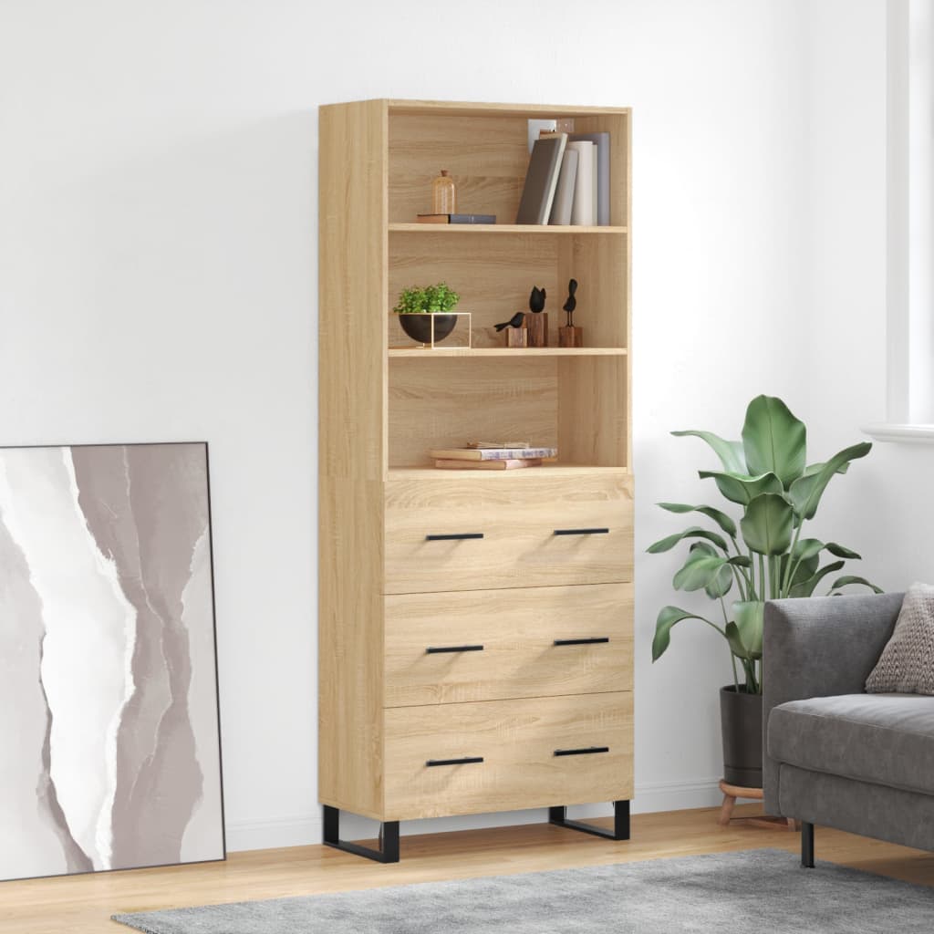 Högskåp Högglans Vit 69,5X34X180 Cm Konstruerat Trä