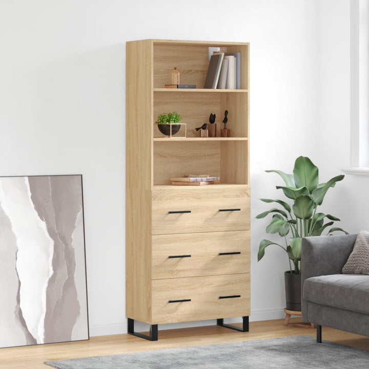 Högskåp Högglans Vit 69,5X34X180 Cm Konstruerat Trä