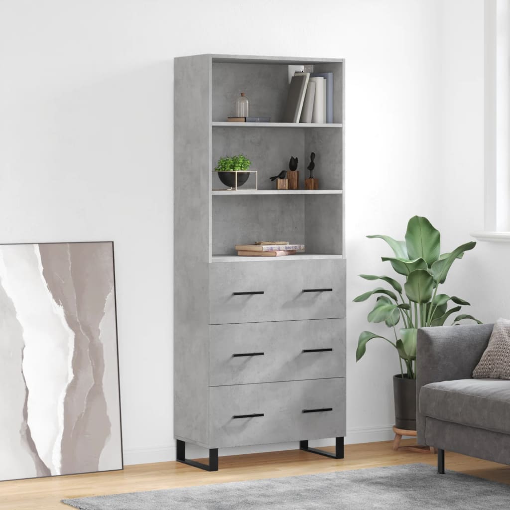 Högskåp Högglans Vit 69,5X34X180 Cm Konstruerat Trä