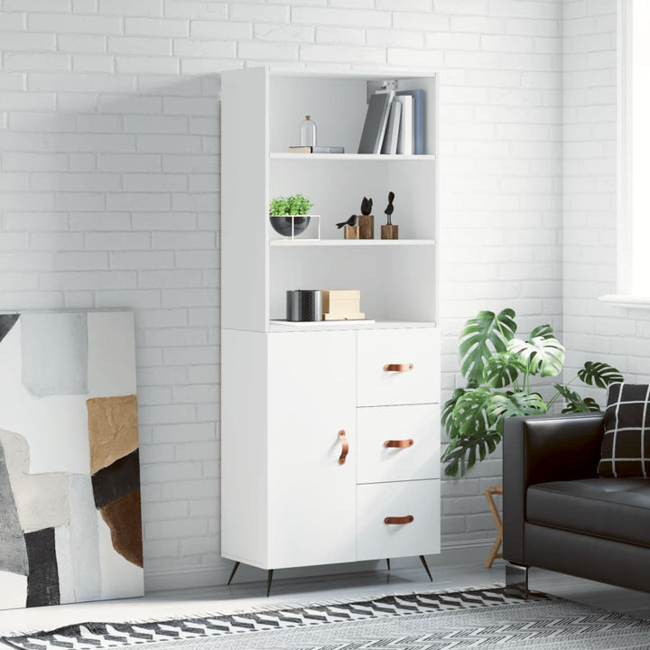 Högskåp Högglans Vit 69,5X34X180 Cm Konstruerat Trä