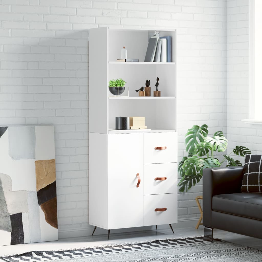 Högskåp Högglans Vit 69,5X34X180 Cm Konstruerat Trä