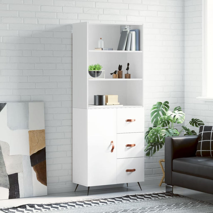 Högskåp Högglans Vit 69,5X34X180 Cm Konstruerat Trä
