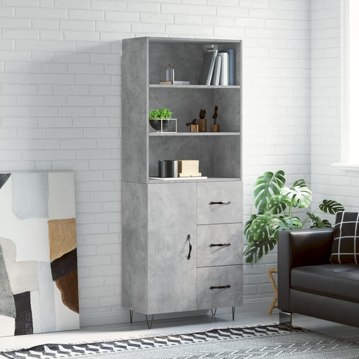 Högskåp Högglans Vit 69,5X34X180 Cm Konstruerat Trä