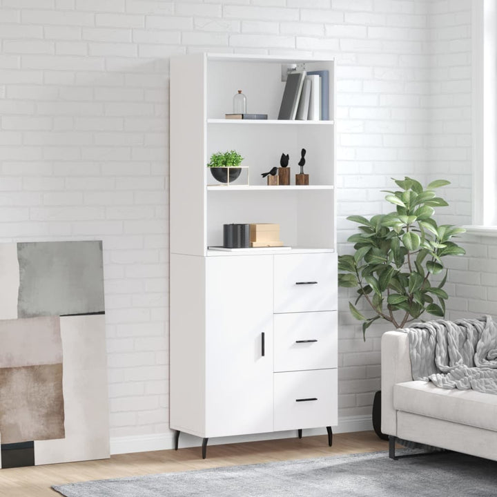 Högskåp Högglans Vit 69,5X34X180 Cm Konstruerat Trä
