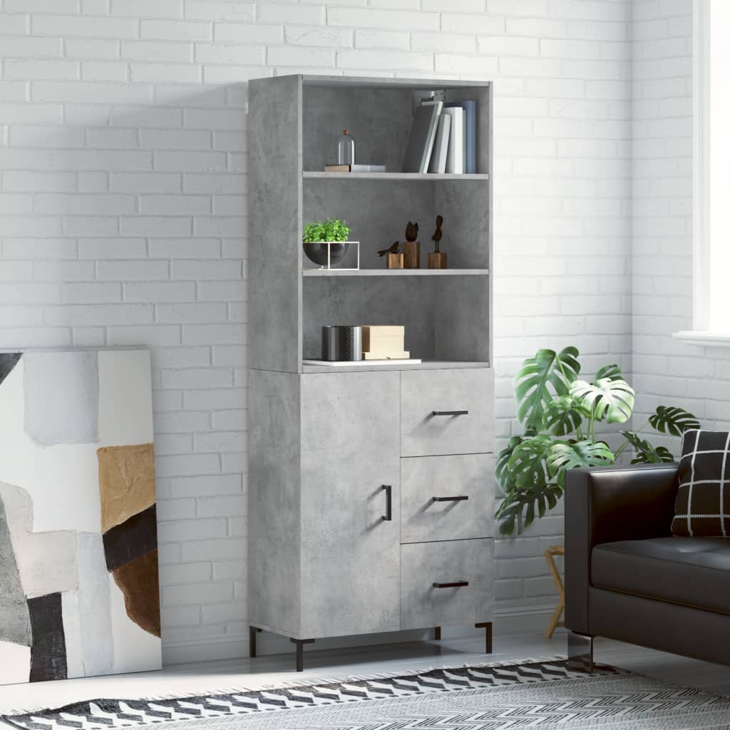 Högskåp Högglans Vit 69,5X34X180 Cm Konstruerat Trä