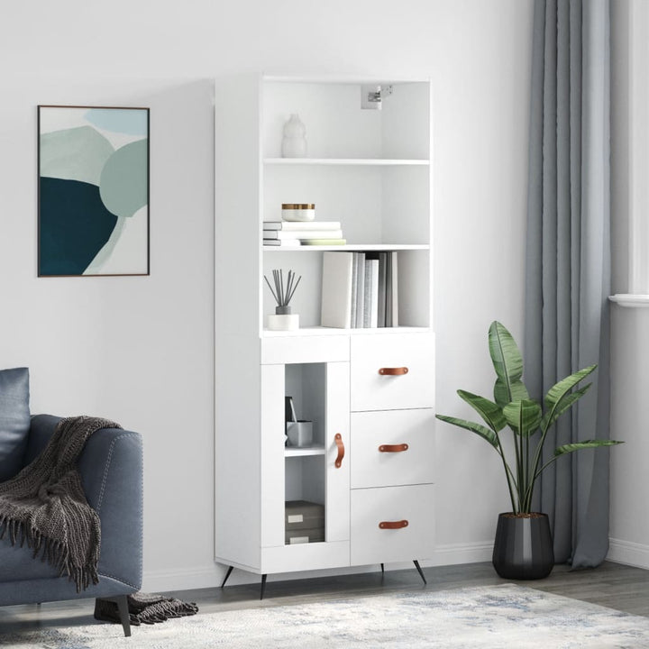 Högskåp Högglans Vit 69,5X34X180 Cm Konstruerat Trä