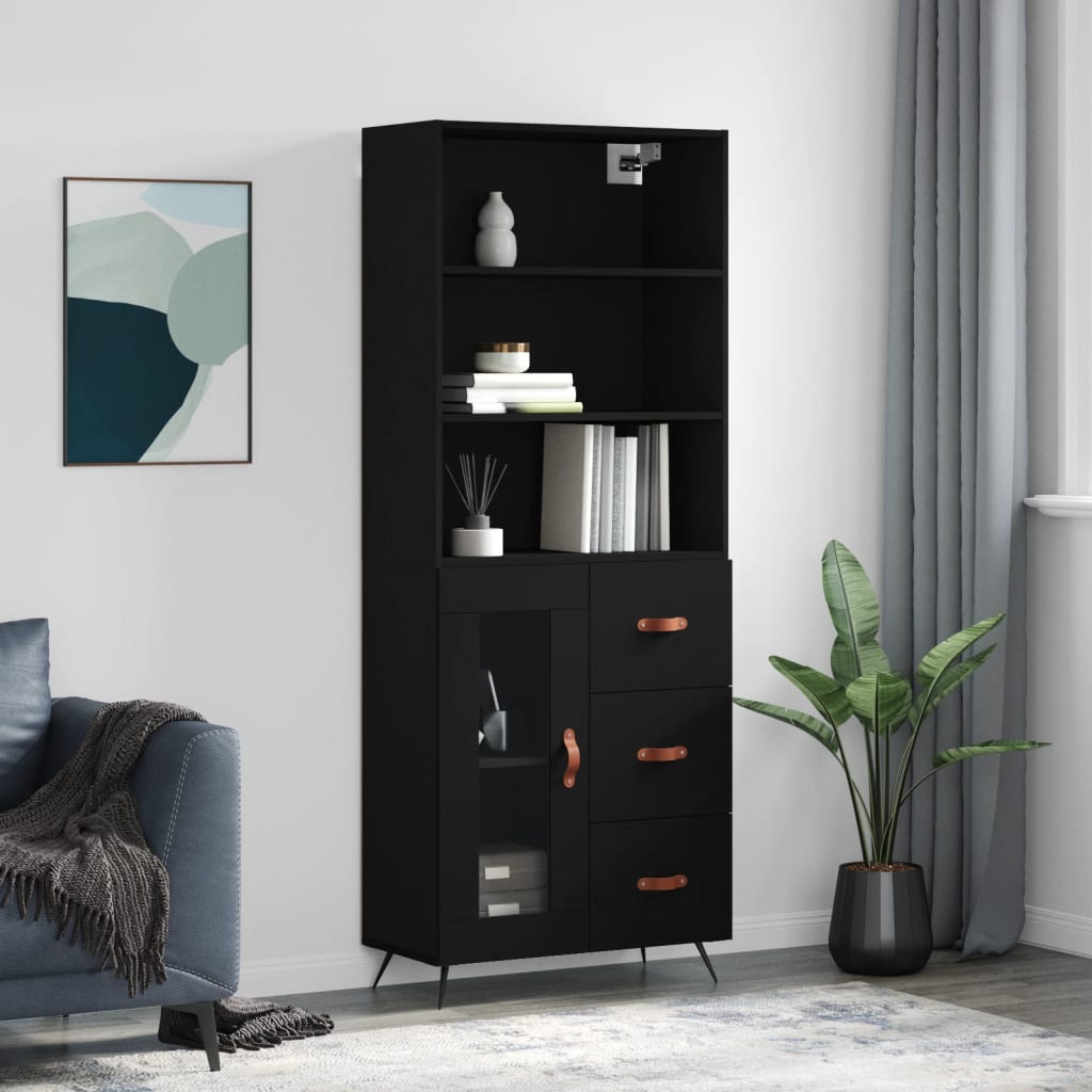 Högskåp Högglans Vit 69,5X34X180 Cm Konstruerat Trä
