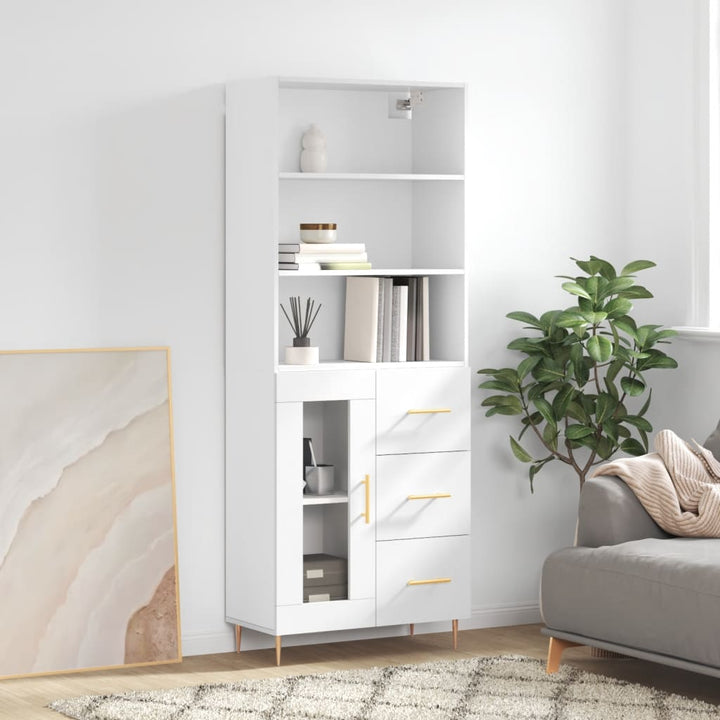 Högskåp Högglans Vit 69,5X34X180 Cm Konstruerat Trä