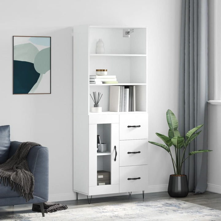 Högskåp Högglans Vit 69,5X34X180 Cm Konstruerat Trä
