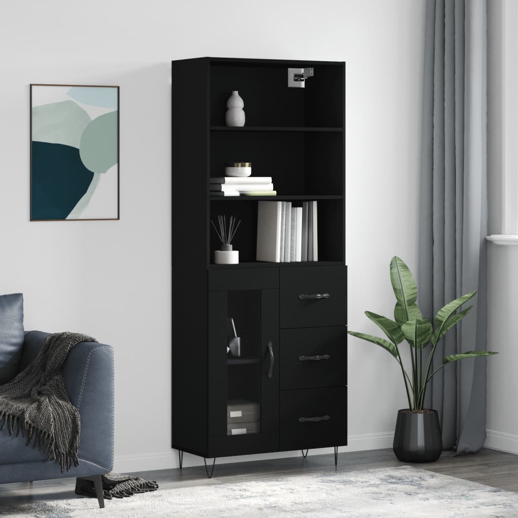 Högskåp Högglans Vit 69,5X34X180 Cm Konstruerat Trä