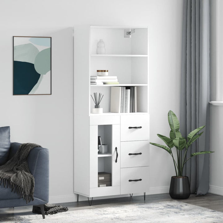 Högskåp Högglans Vit 69,5X34X180 Cm Konstruerat Trä