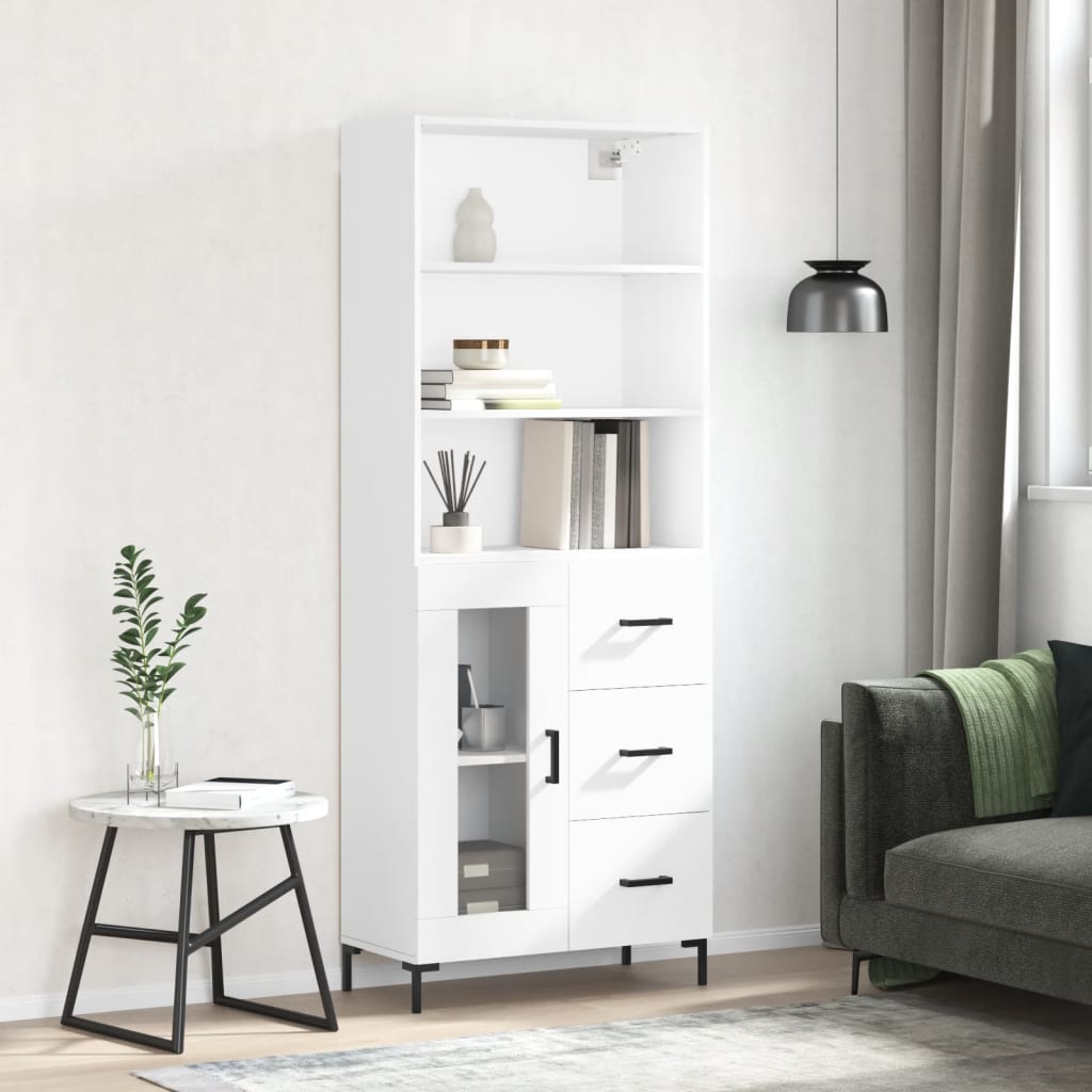 Högskåp Högglans Vit 69,5X34X180 Cm Konstruerat Trä