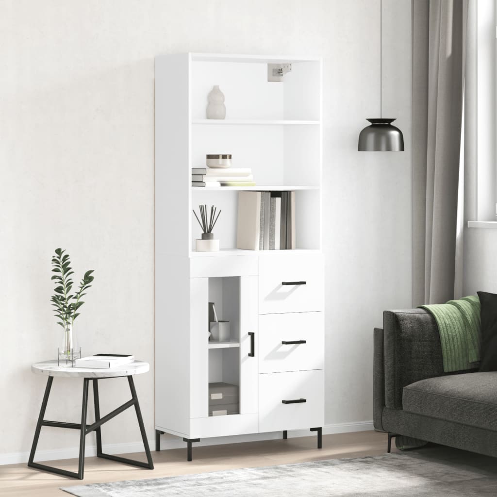Högskåp Högglans Vit 69,5X34X180 Cm Konstruerat Trä