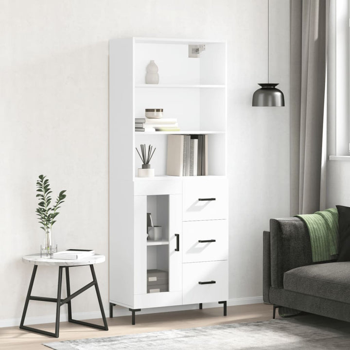 Högskåp Högglans Vit 69,5X34X180 Cm Konstruerat Trä