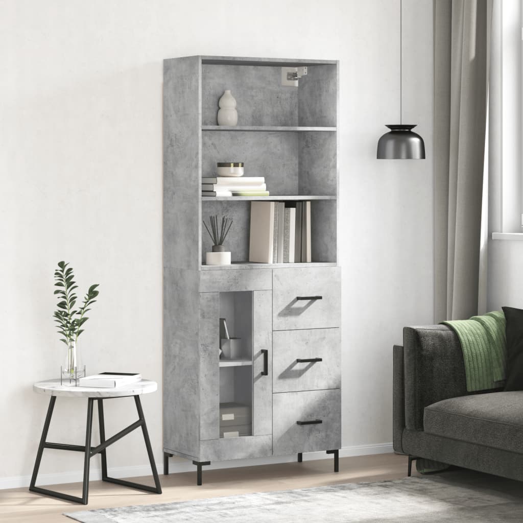 Högskåp Högglans Vit 69,5X34X180 Cm Konstruerat Trä