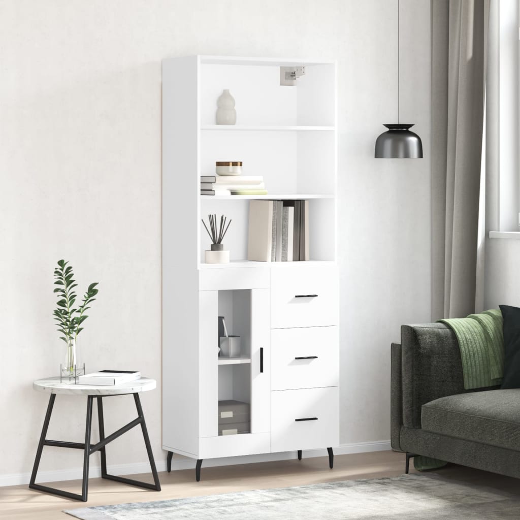 Högskåp Högglans Vit 69,5X34X180 Cm Konstruerat Trä