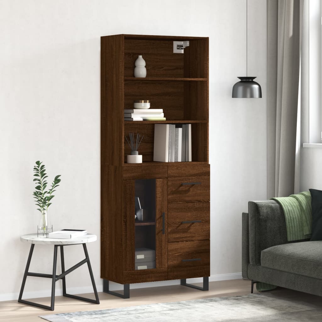 Högskåp Sonoma-Ek 69,5X34X180 Cm Konstruerat Trä