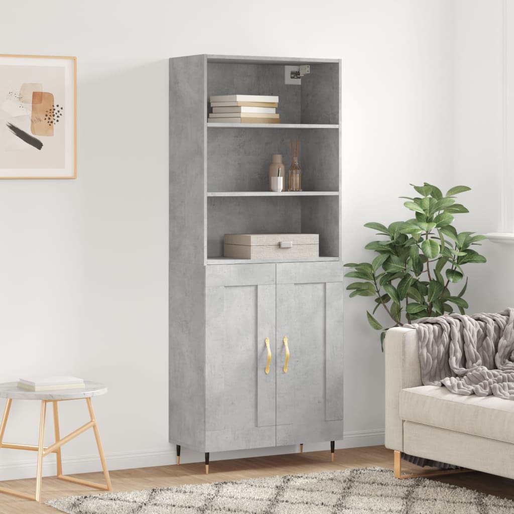 Högskåp Högglans Vit 69,5X34X180 Cm Konstruerat Trä