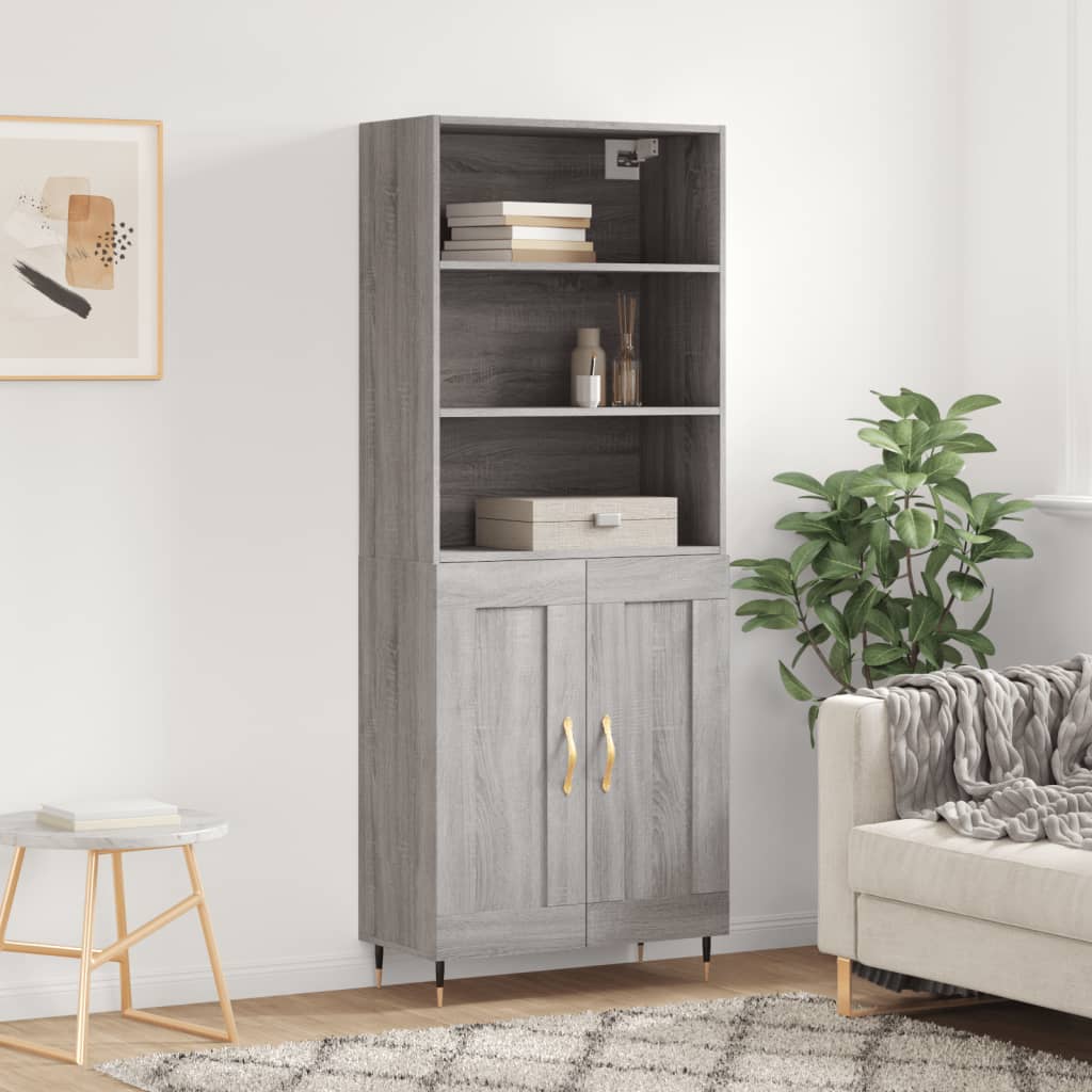 Högskåp Högglans Vit 69,5X34X180 Cm Konstruerat Trä