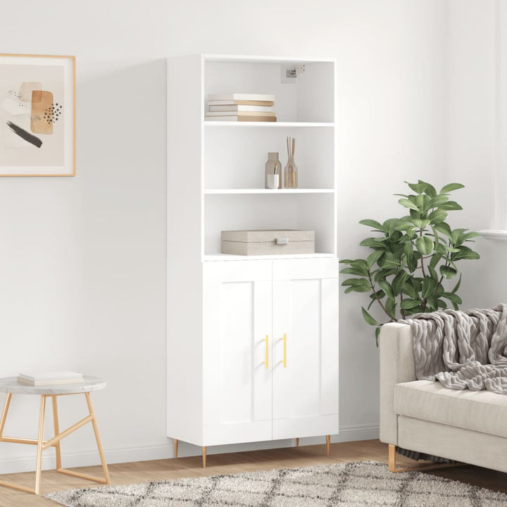 Högskåp Högglans Vit 69,5X34X180 Cm Konstruerat Trä