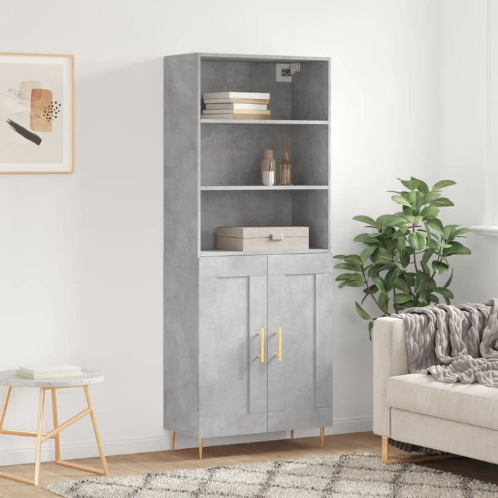 Högskåp Högglans Vit 69,5X34X180 Cm Konstruerat Trä