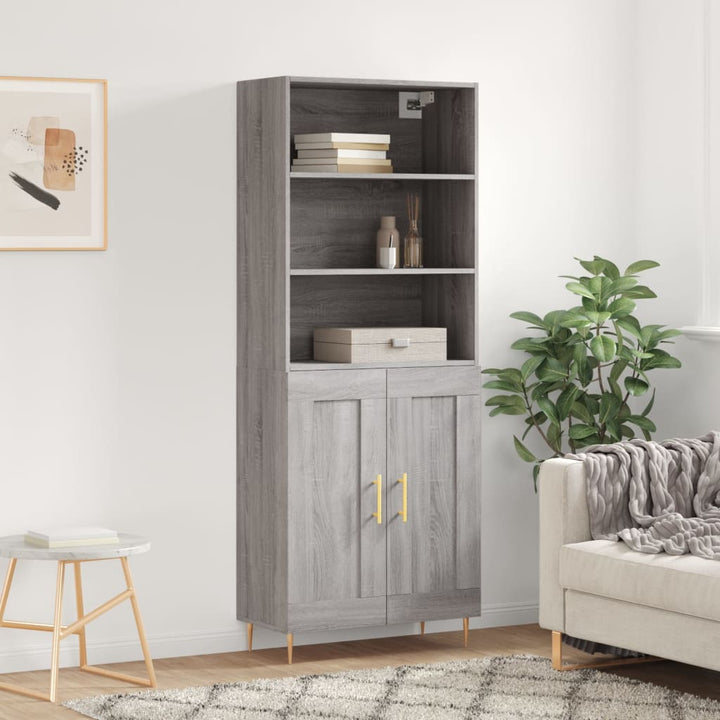 Högskåp Högglans Vit 69,5X34X180 Cm Konstruerat Trä