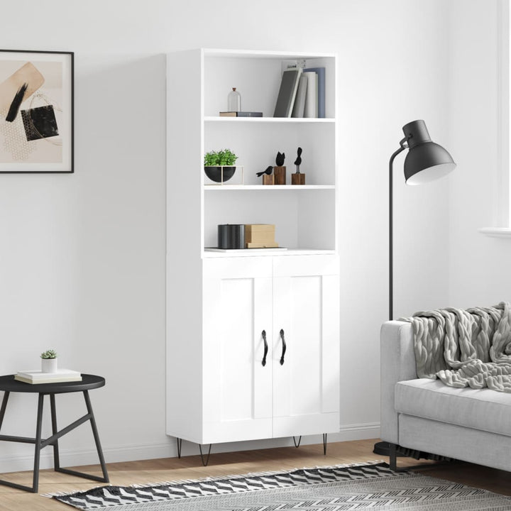 Högskåp Högglans Vit 69,5X34X180 Cm Konstruerat Trä