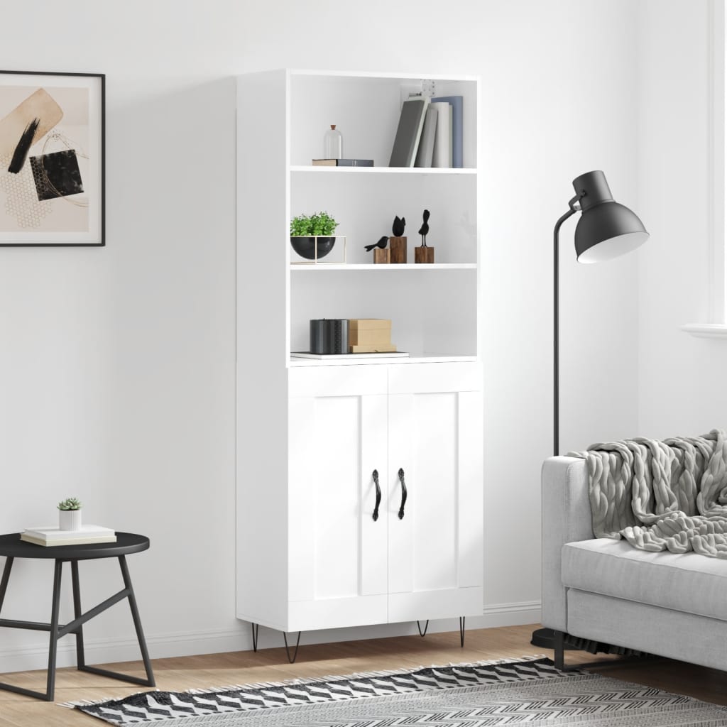 Högskåp Högglans Vit 69,5X34X180 Cm Konstruerat Trä