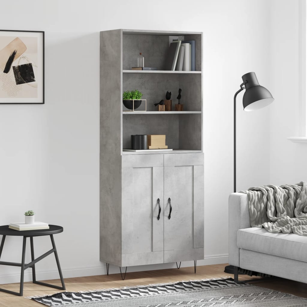Högskåp Högglans Vit 69,5X34X180 Cm Konstruerat Trä