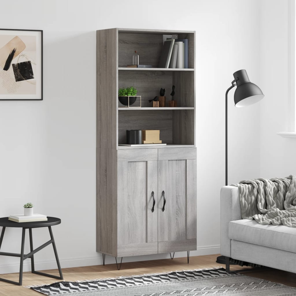 Högskåp Högglans Vit 69,5X34X180 Cm Konstruerat Trä