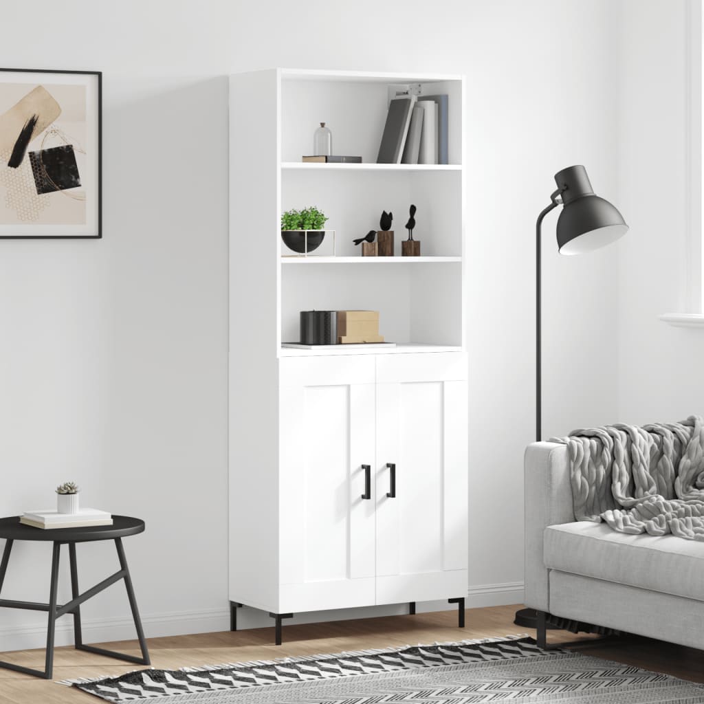 Högskåp Högglans Vit 69,5X34X180 Cm Konstruerat Trä