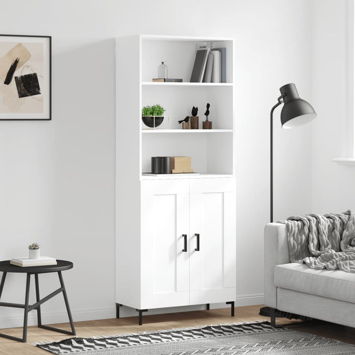 Högskåp Högglans Vit 69,5X34X180 Cm Konstruerat Trä