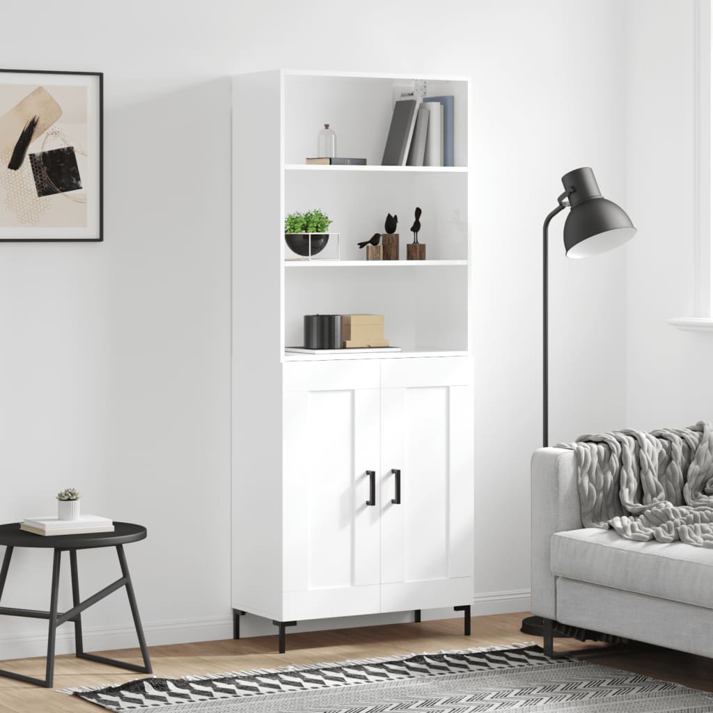 Högskåp Högglans Vit 69,5X34X180 Cm Konstruerat Trä