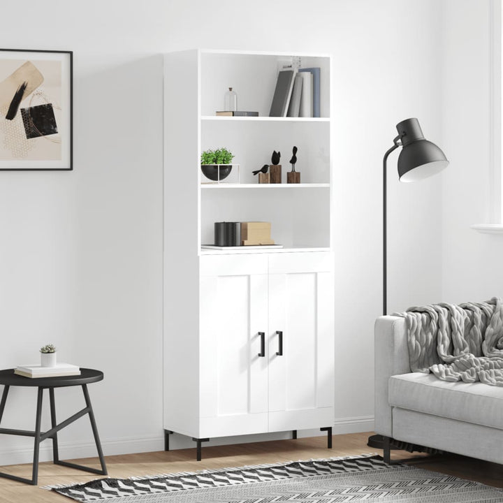 Högskåp Högglans Vit 69,5X34X180 Cm Konstruerat Trä
