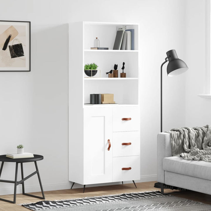 Högskåp Högglans Vit 69,5X34X180 Cm Konstruerat Trä