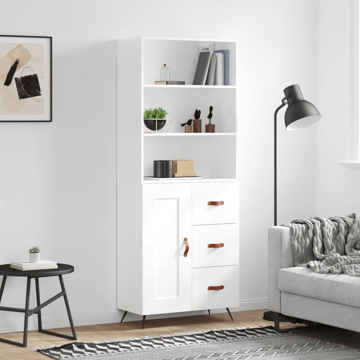 Högskåp Högglans Vit 69,5X34X180 Cm Konstruerat Trä
