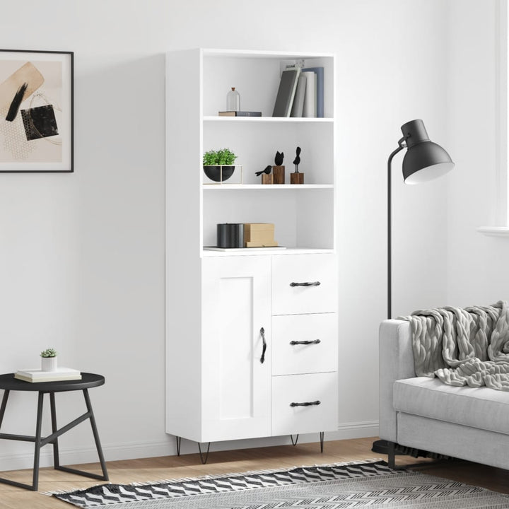 Högskåp Högglans Vit 69,5X34X180 Cm Konstruerat Trä
