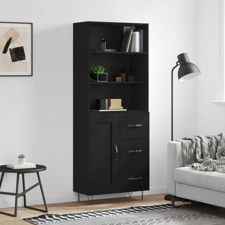 Högskåp Högglans Vit 69,5X34X180 Cm Konstruerat Trä