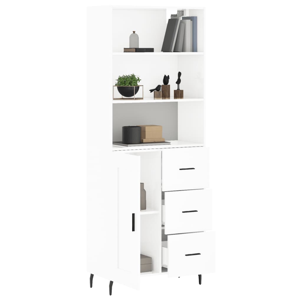 Högskåp Högglans Vit 69,5X34X180 Cm Konstruerat Trä