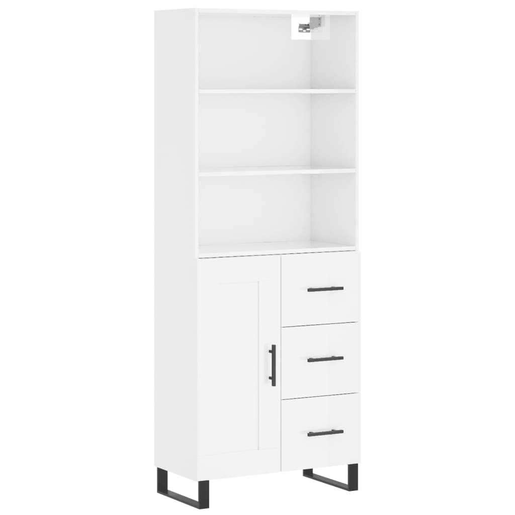 Högskåp Högglans Vit 69,5X34X180 Cm Konstruerat Trä