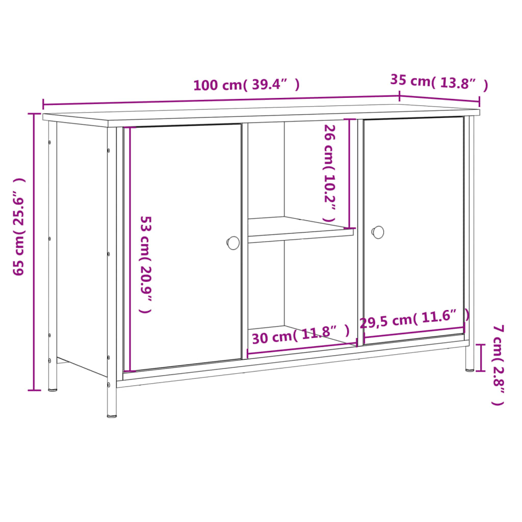 Tv-Bänk 100X35X65 Cm Konstruerat Trä