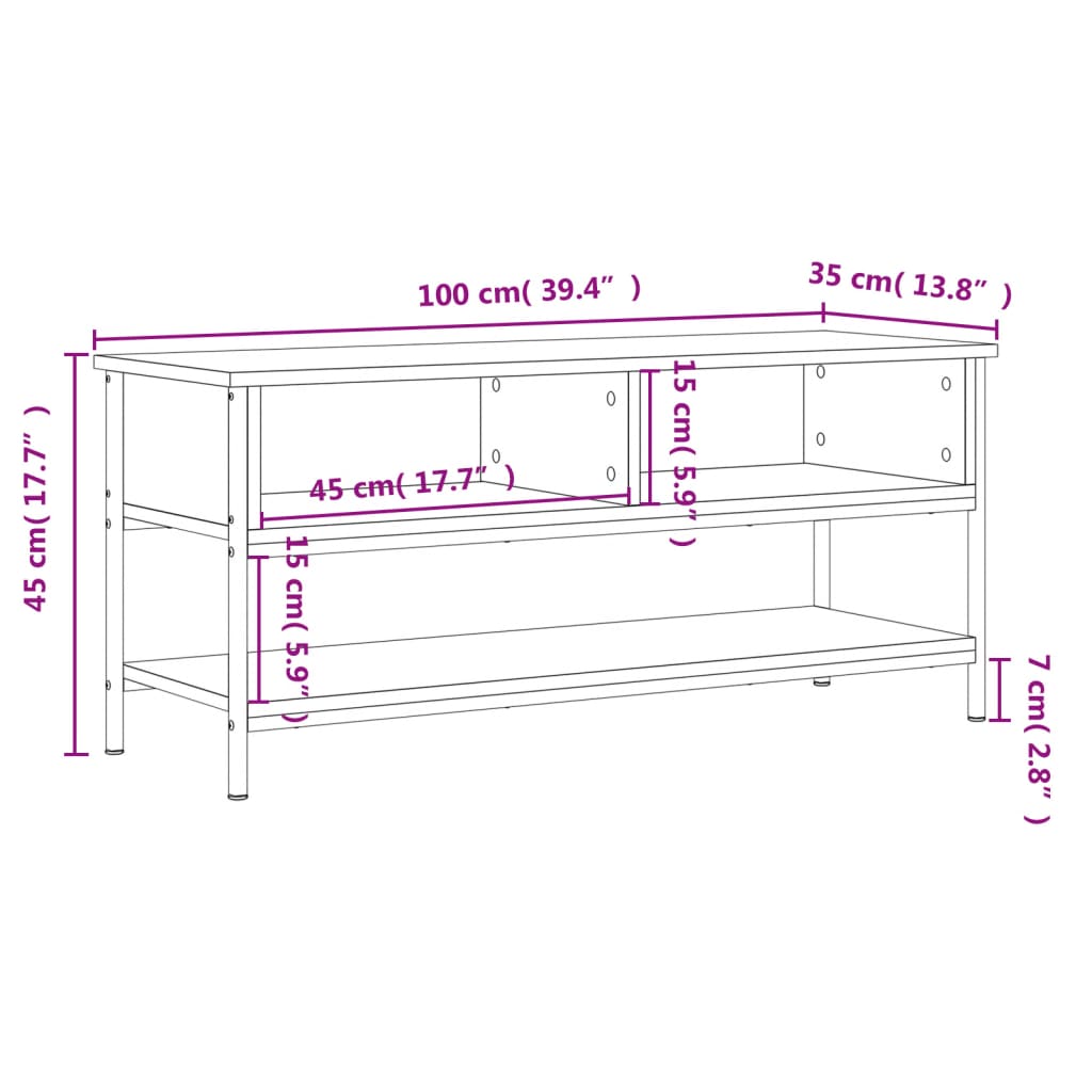 Tv-Bänk 100X35X45 Cm Konstruerat Trä
