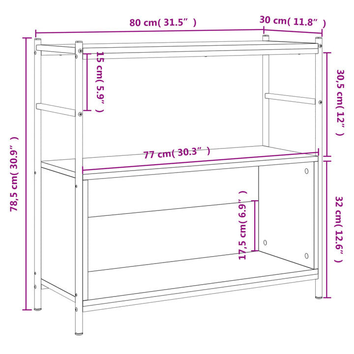 Bok Sonoma-Ek 80X30X78,5 Cm Konstruerat Trä Och Järn