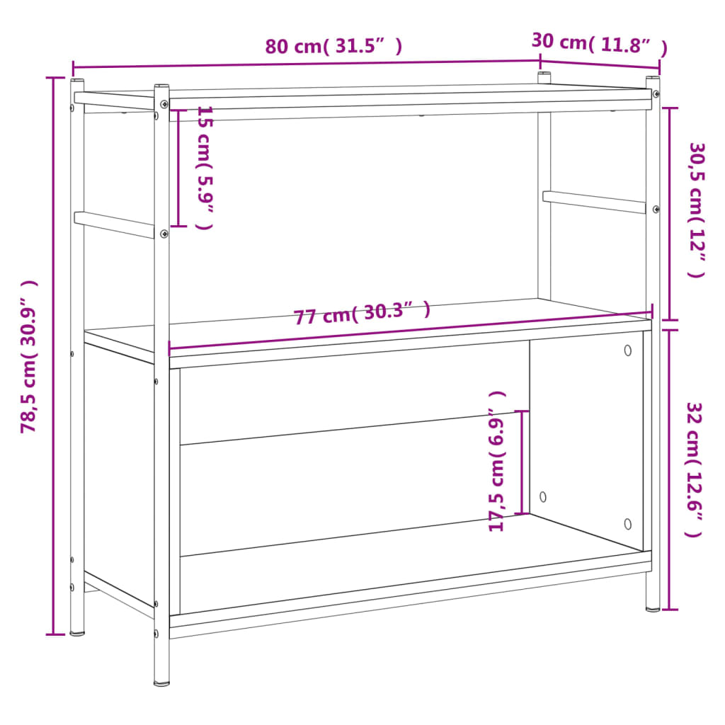 Bok 80X30X78,5 Cm Konstruerat Trä Och Järn