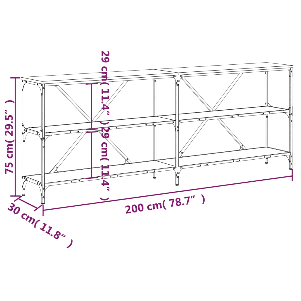 Konsolbord 200X30X75 Cm Konstruerat Trä Och Järn