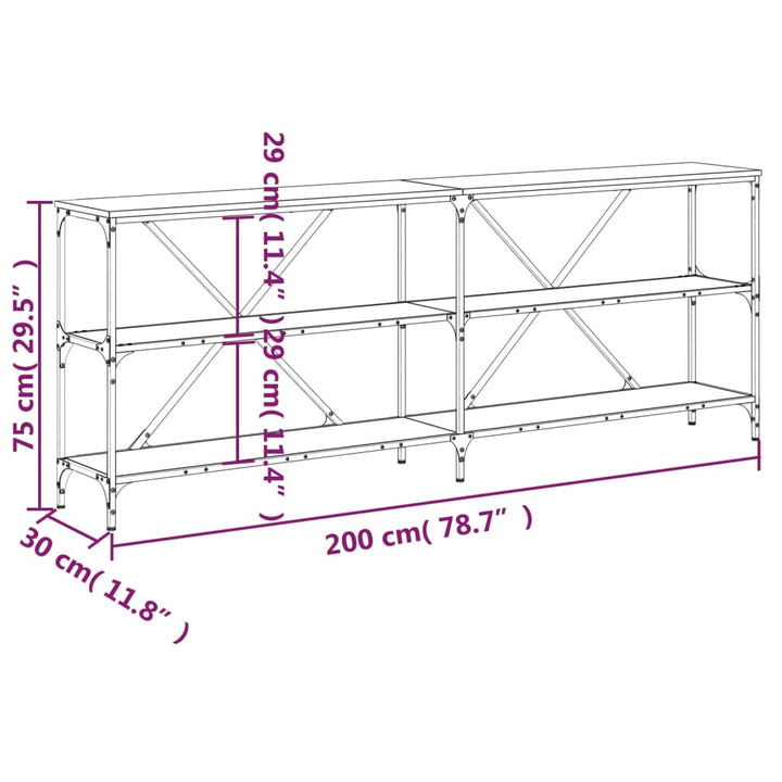 Konsolbord 200X30X75 Cm Konstruerat Trä Och Järn