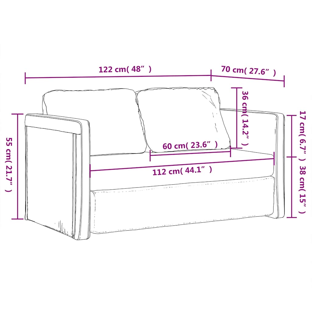 Golvbäddsoffa 2-I-1 122X204X55 Cm Sammet