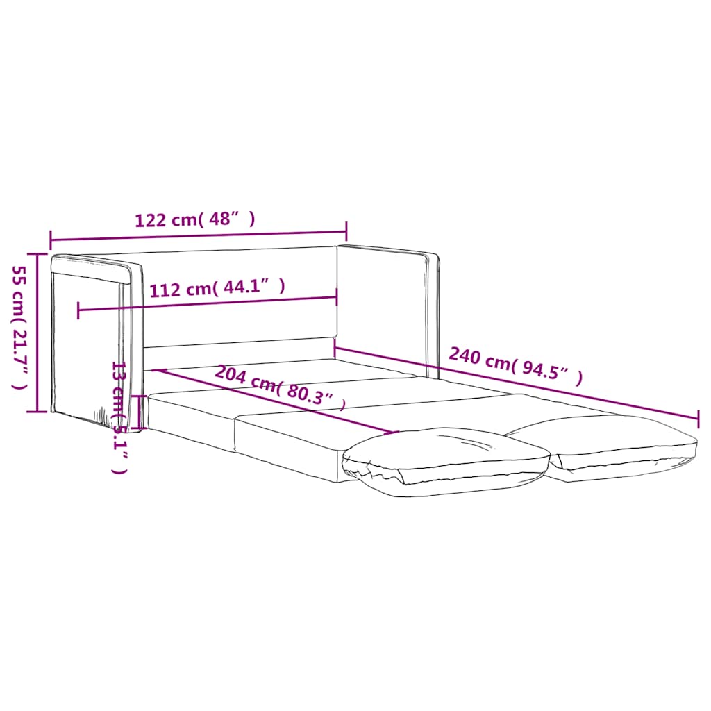 Golvbäddsoffa 2-I-1 122X204X55 Cm Sammet