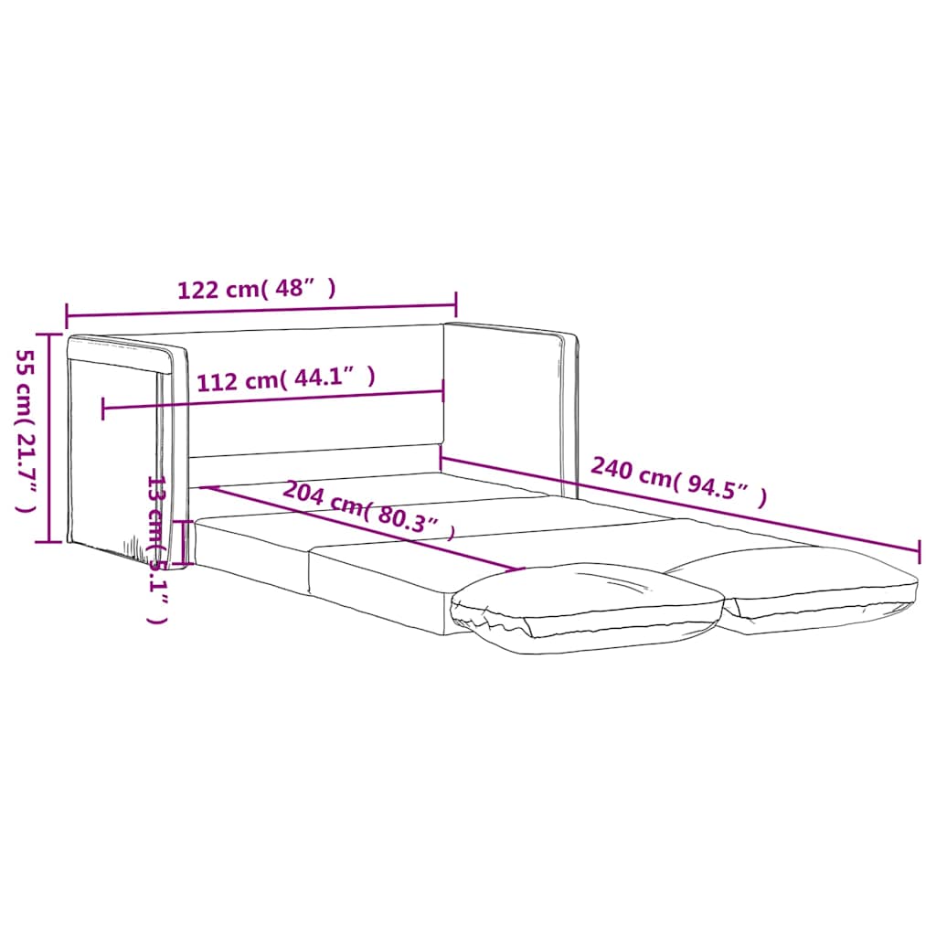Golvbäddsoffa 2-I-1 122X204X55 Cm Sammet